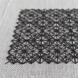 <b>[Islamic pattern-2] －blackwork(ﾌﾞﾗｯｸﾜｰｸ)の刺しゅう作品－</b><br>竹編みから着想を得てﾃﾞｻﾞｲﾝしました。線を重ね、徐々に複雑な模様ができ上がります。